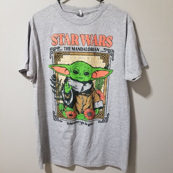Star Wars Grogu Baby Yoda The Mandalorian T Shirt Gray Men's M - Picture 1 of 7